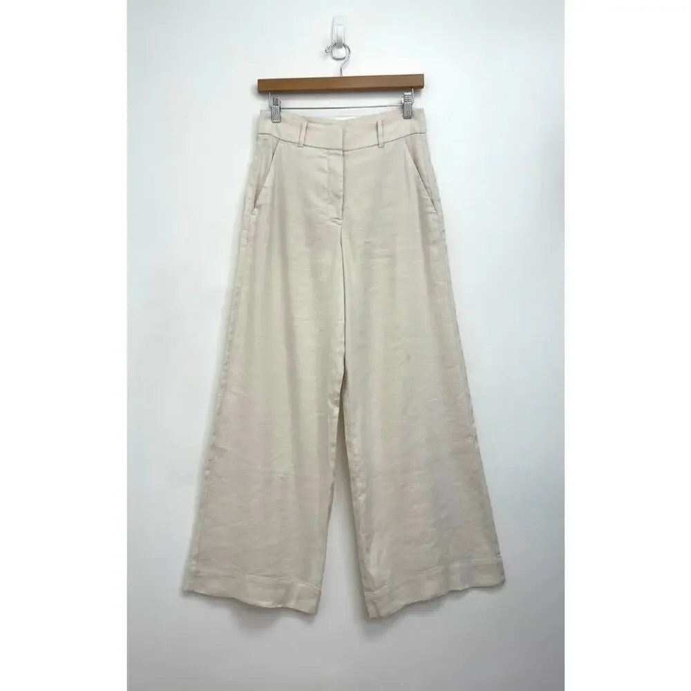 Everlane The Wide Leg Pant Stretch Linen Flax High-Rise Lightweight Trouser 00